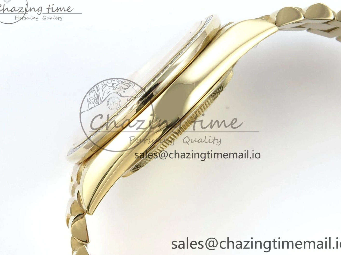 MiroTime 0314 DayDate 40 YG QF 1:1 Best Edition Pink Diamonds Dial Diamonds Bezel on President Bracelet A2836 V5 (Gain Weight) ZipUp 488